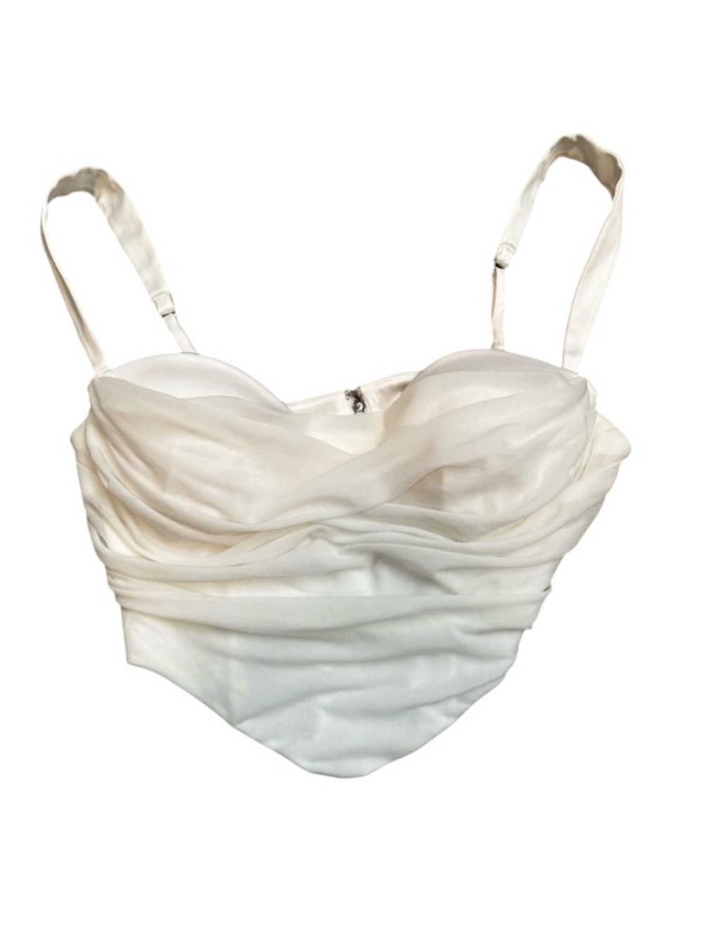 Goddess Ambition WHITE Ruched Bustier Crop Top
